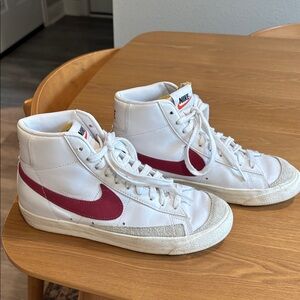 Nike White and Red High-Tops Blazers